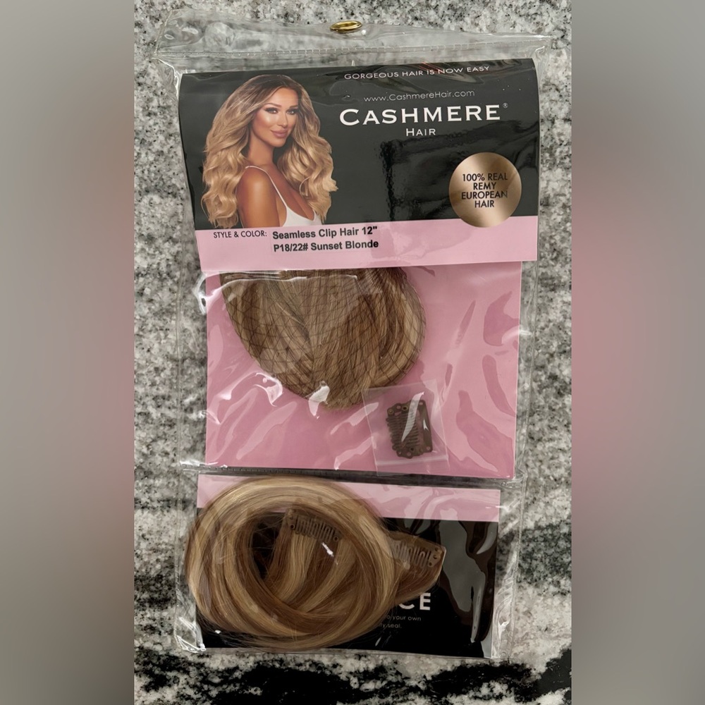 CASHMERE HAIR - SUNSET BLONDE - 12” SEAMLESS CLIP HAIR EXTENSIONS - Never Opened